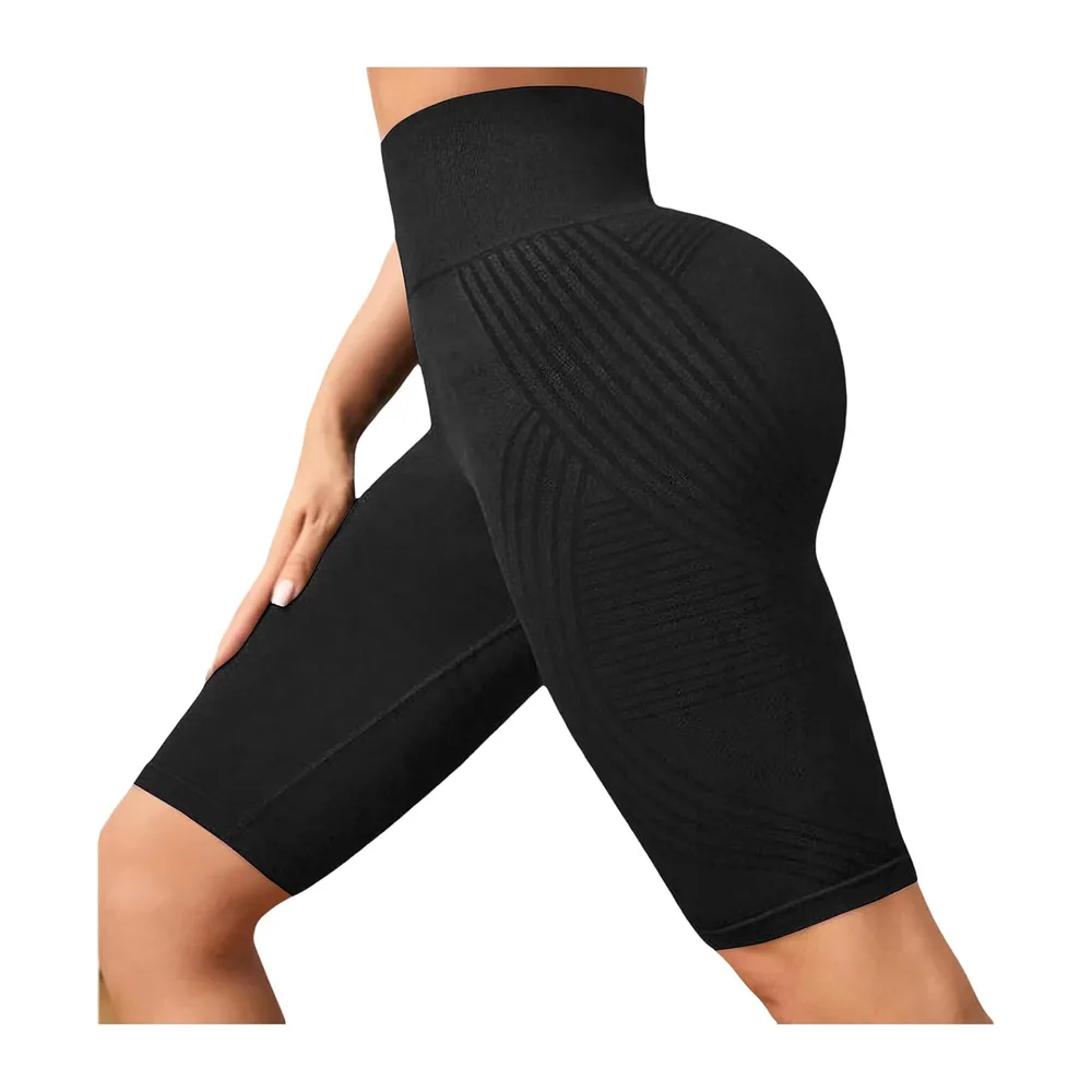 3D Anti Cellulite Leggings Shorts Sports Shorts Sports Shorts Yoga High — Le Noir #2