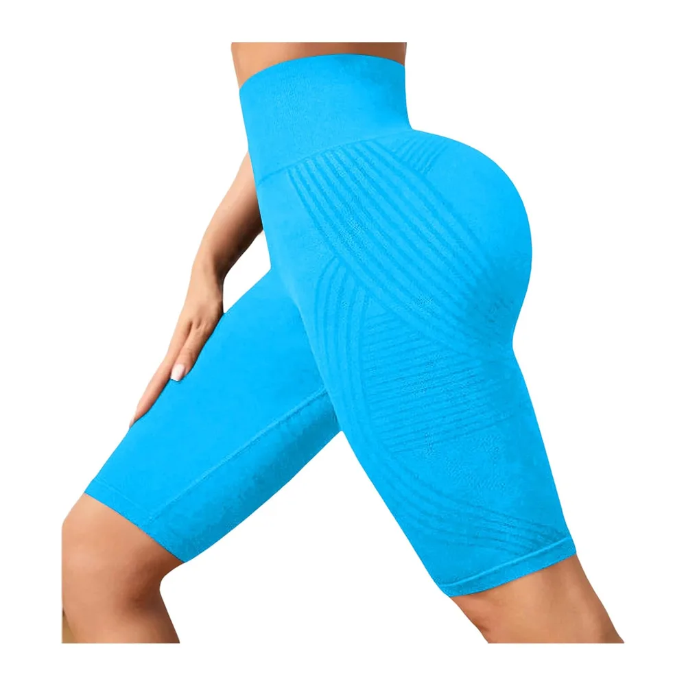3D Anti Cellulite Leggings Shorts Sports Shorts Sports Shorts Yoga High — Bleu Ciel #3