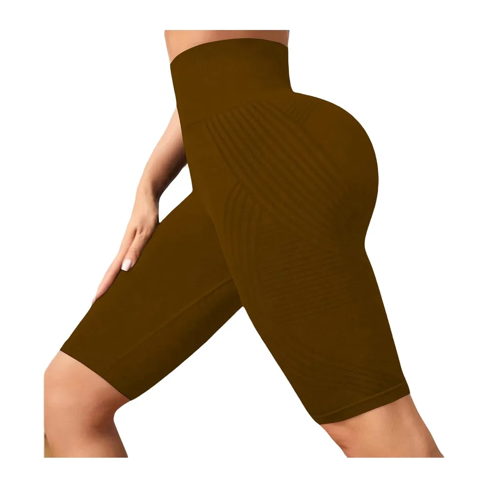3D Anti Cellulite Leggings Shorts Sports Shorts Sports Shorts Yoga High Waist — Café #3