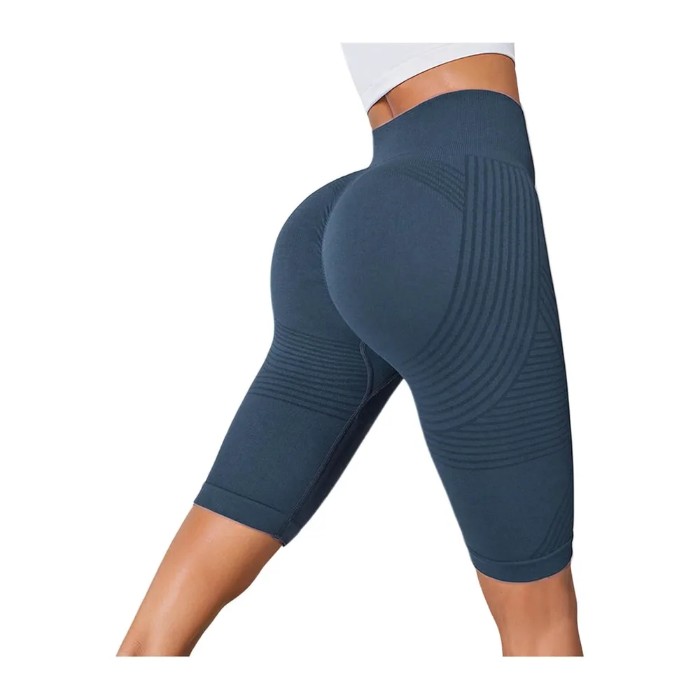3D Anti Cellulite Leggings Shorts Sports Shorts Sports Shorts Yoga High — Bleu Foncé #1