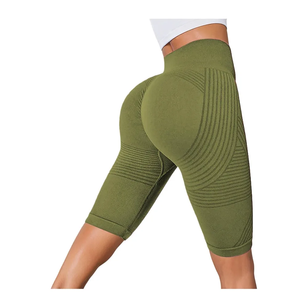 3D Anti Cellulite Leggings Shorts Sports Shorts Sports Shorts Yoga High Waist — Vert #1