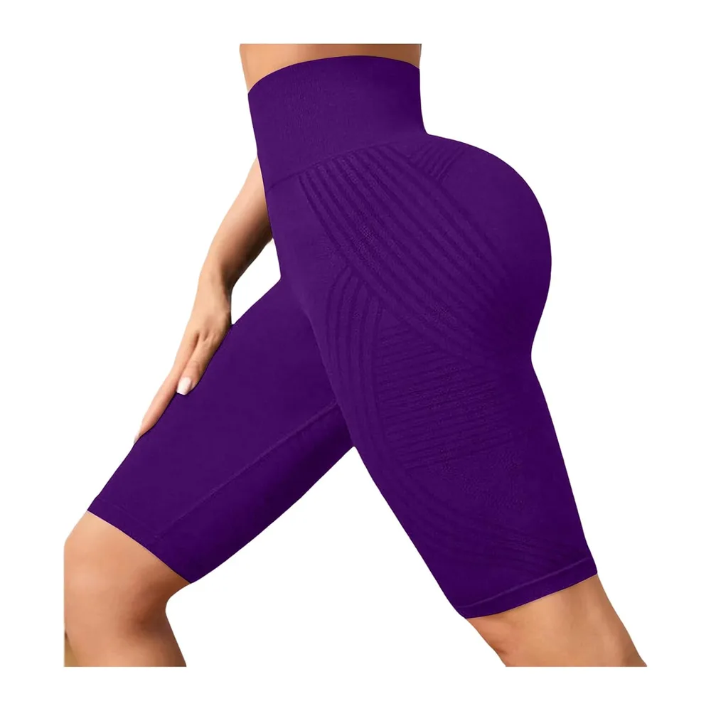 3D Anti Cellulite Leggings Shorts Sports Shorts Sports Shorts Yoga High Waist — Violet #3
