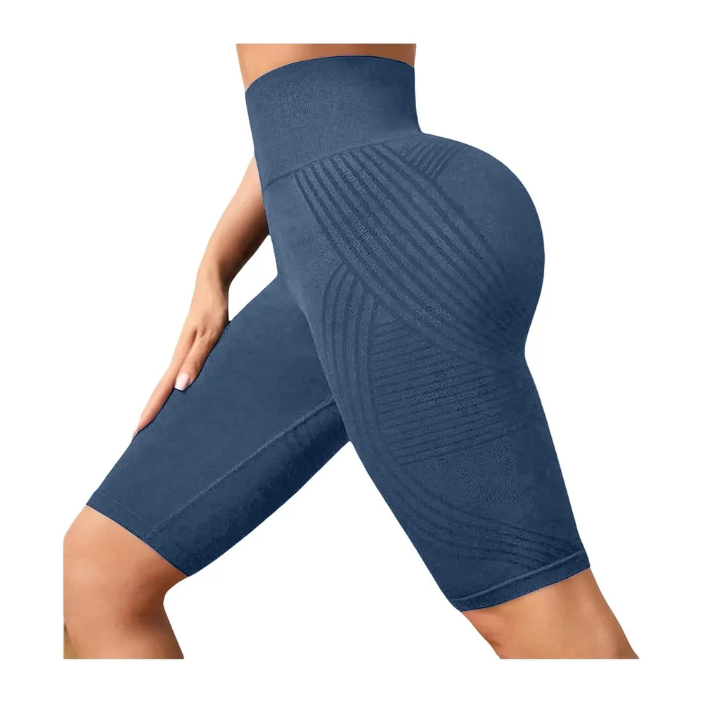3D Anti Cellulite Leggings Shorts Sports Shorts Sports Shorts Yoga High Waist — Bleu #2