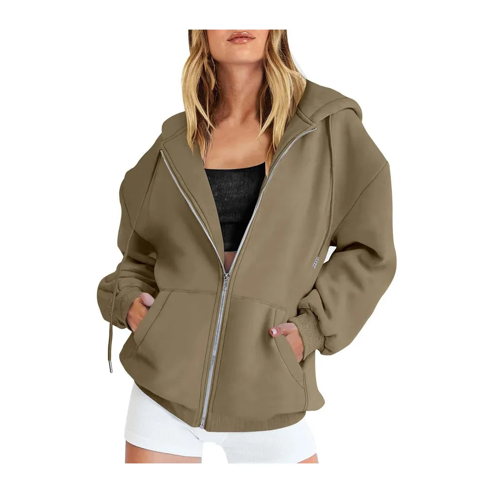 Hoodie Oversize Rose Sweatshirt Sport Jogging Haut Ete Casual — Kaki2