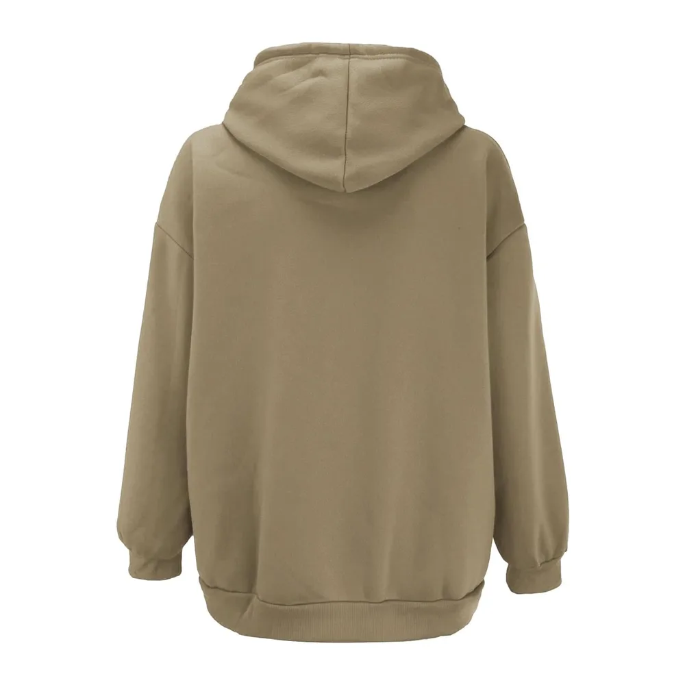 Hoodie Oversize Rose Sweatshirt Sport Jogging Haut Ete Casual — Kaki2