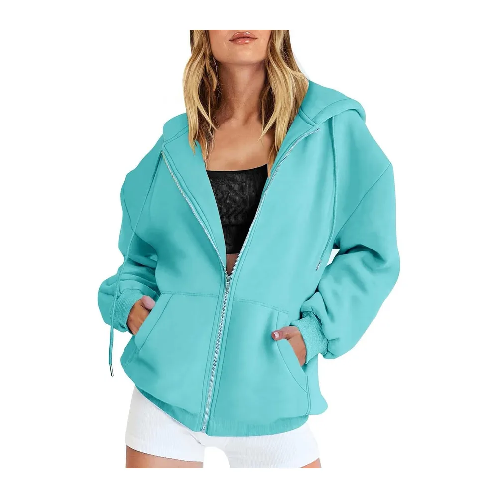Hoodie Oversize Rose Sweatshirt Sport Jogging Haut Ete Casual — Bleu Clair2