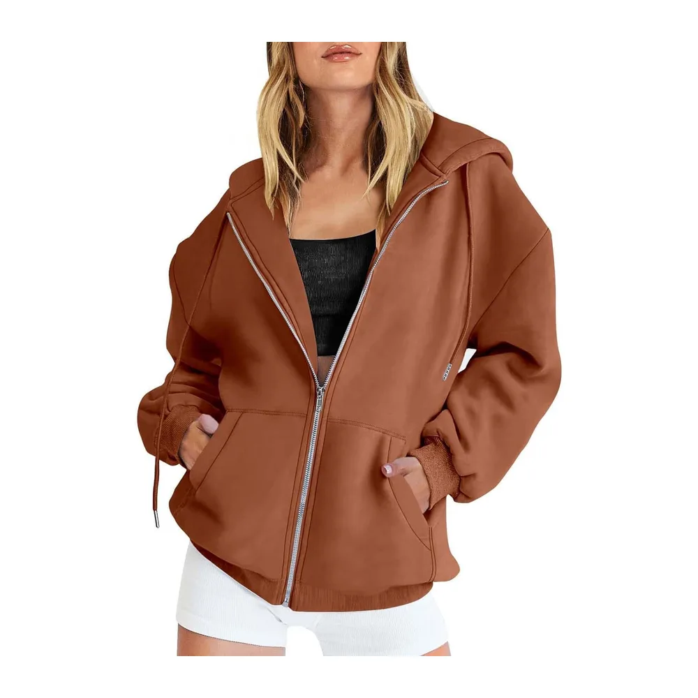 Hoodie Oversize Rose Sweatshirt Sport Jogging Haut Ete Casual — Café