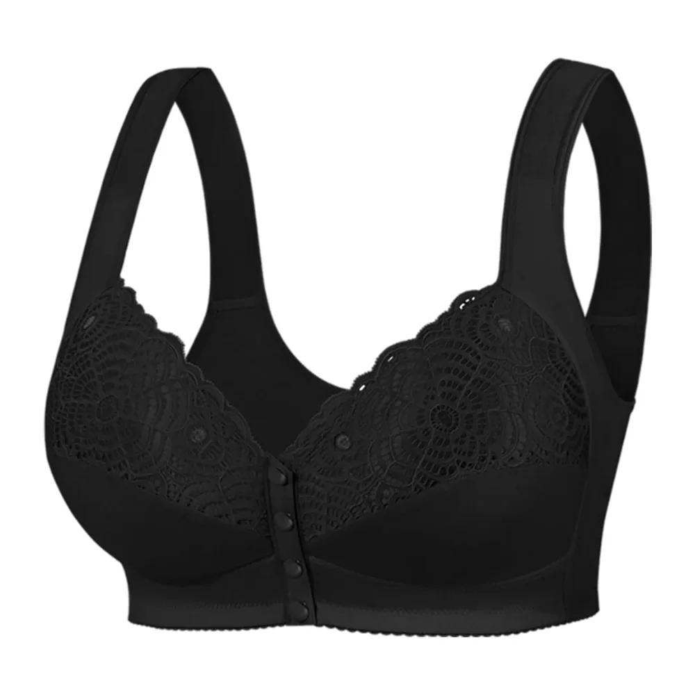 Soutien-Gorge Grande Taille sans Armatures avec Boucle Avant et Bonnet Fixe — Le Noir