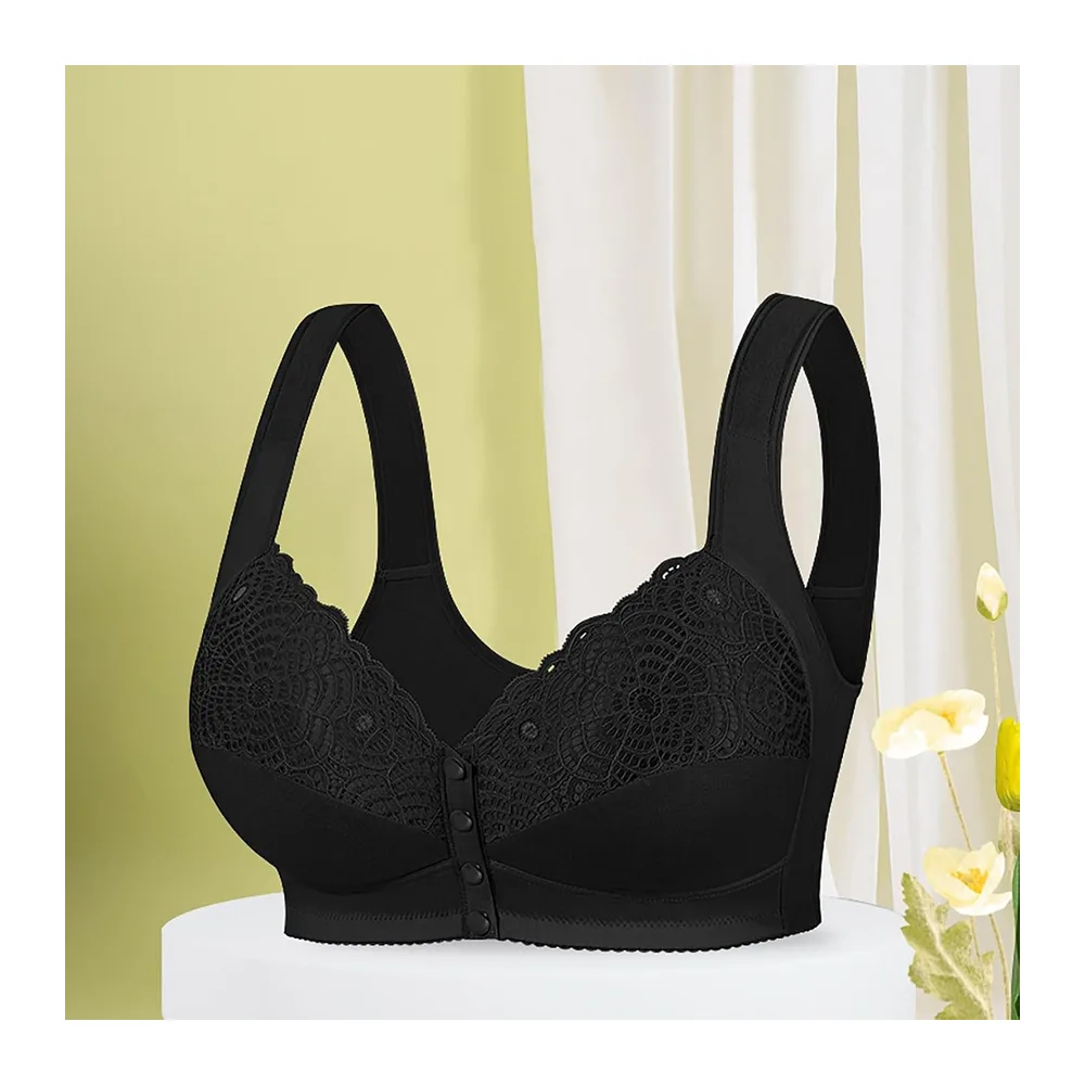 Soutien-Gorge Grande Taille sans Armatures avec Boucle Avant et Bonnet Fixe — Le Noir