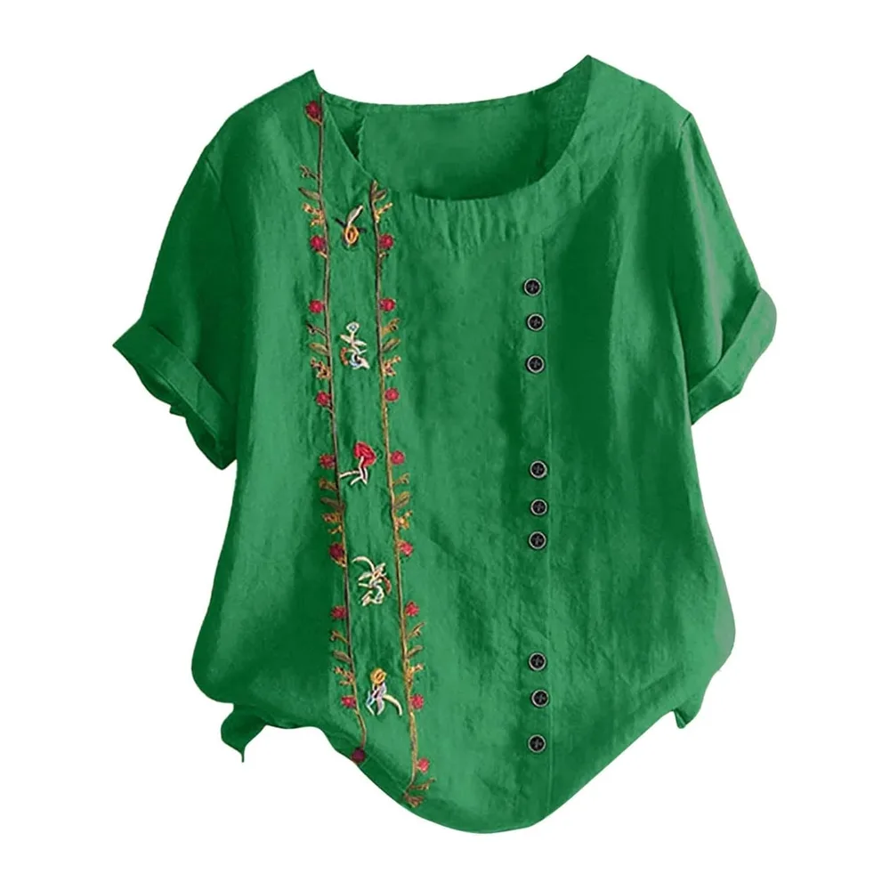 T-Shirt Long Sleeve Short Top Oversized Casual V-Neck Soft Soft Comfortable Fashion — Vert