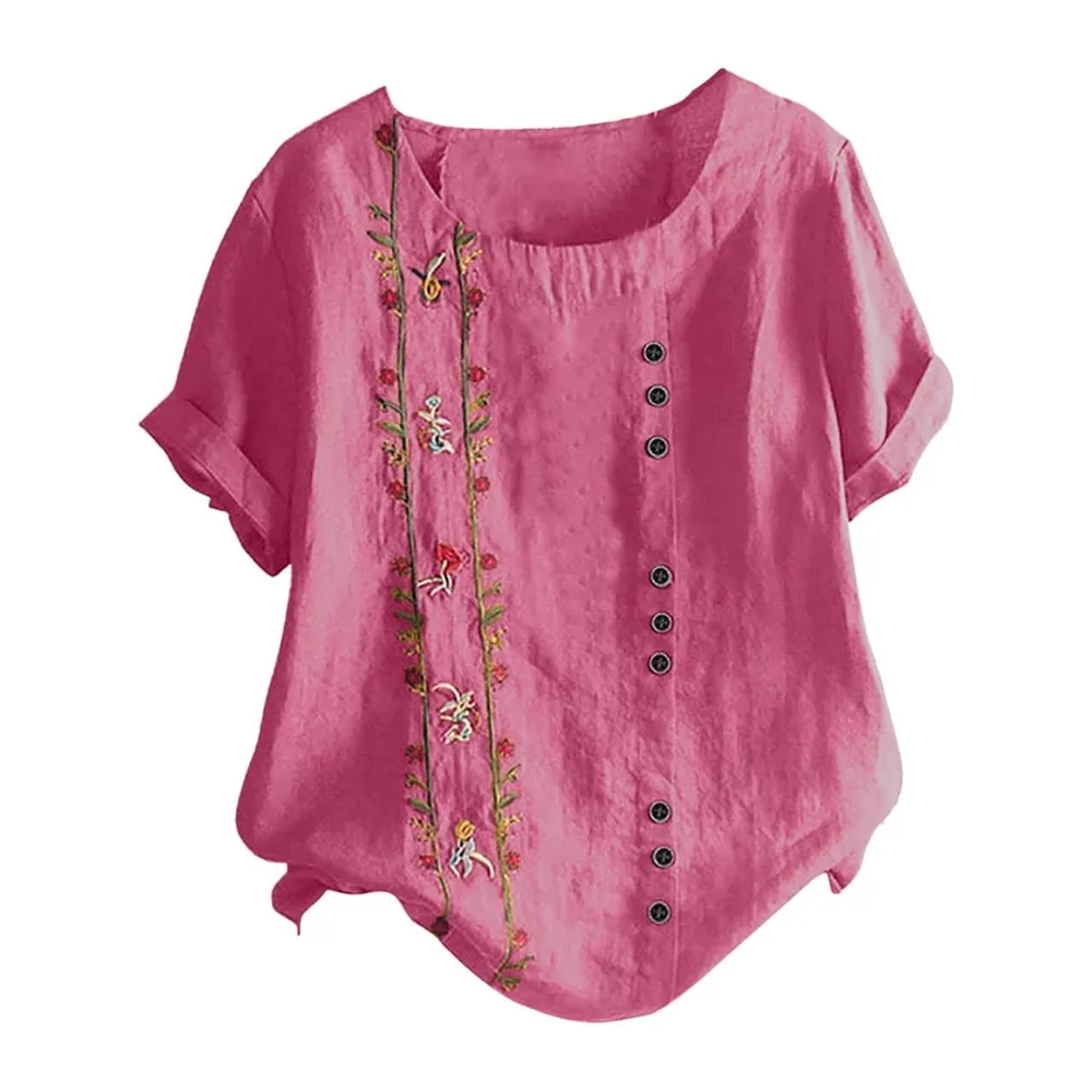 T-Shirt Long Sleeve Short Top Oversized Casual V-Neck Soft Soft Comfortable Fashion — Rose