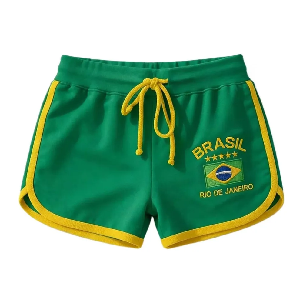 Sports Shorts Running Fitness Yoga Leggings Brazil Vintage Graphic Leisure Beach — Vert