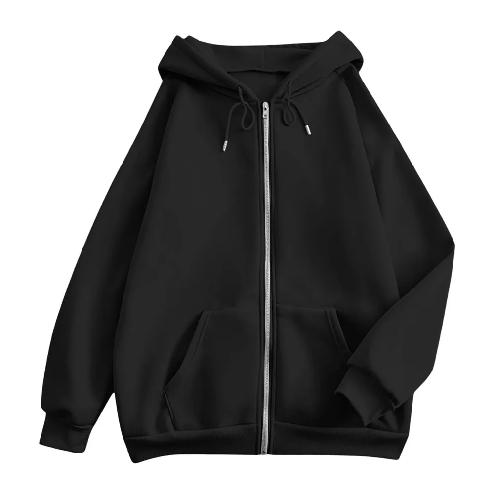 Sweatshirts Chic et Élégant Automne Hiver Zippé avec Poches Manteau Manches Longues — Gris