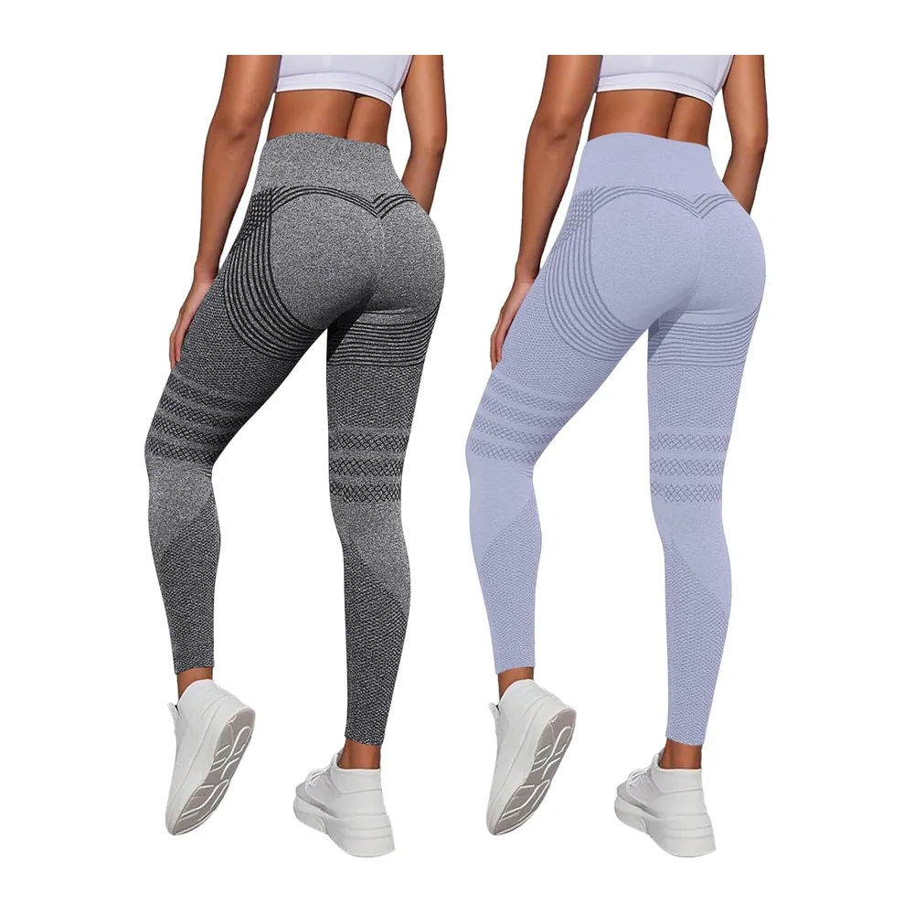 2026 Anti-Cellulite Leggings, 3D Anti-Cellulite Leggings — E-gris + Violet Clair