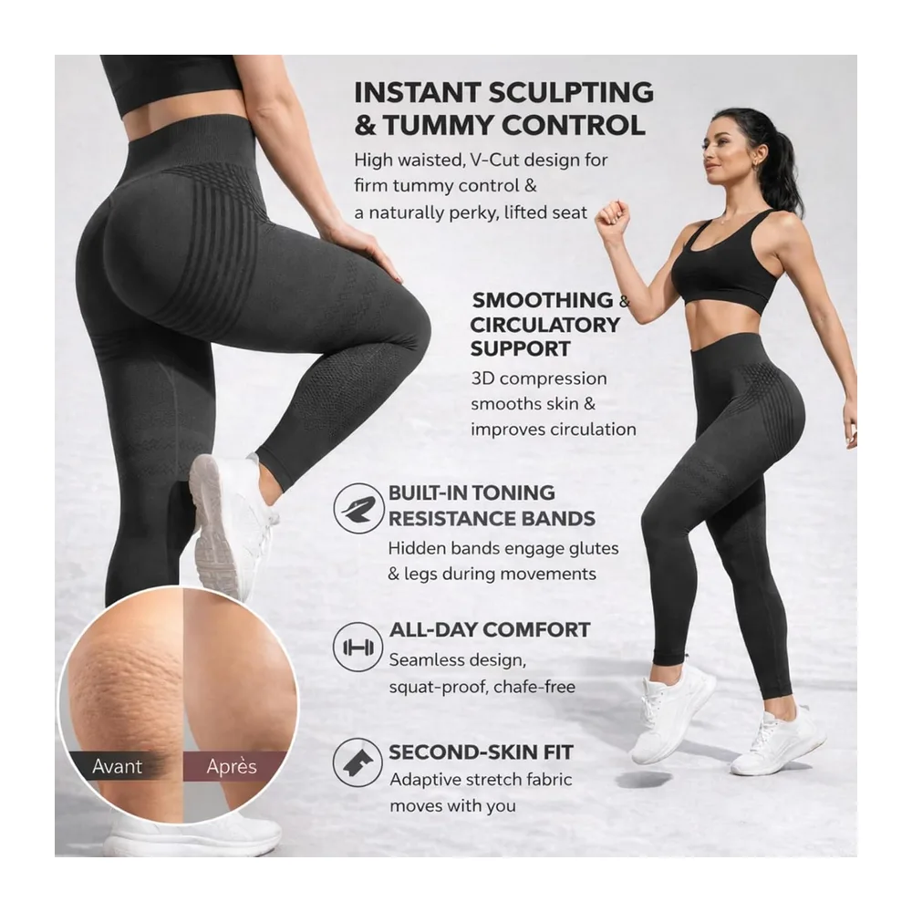2026 Luveon Original 3D Anti-Cellulite Leggings, 3D Anti-Cellulite — A-noir + Gris Foncé
