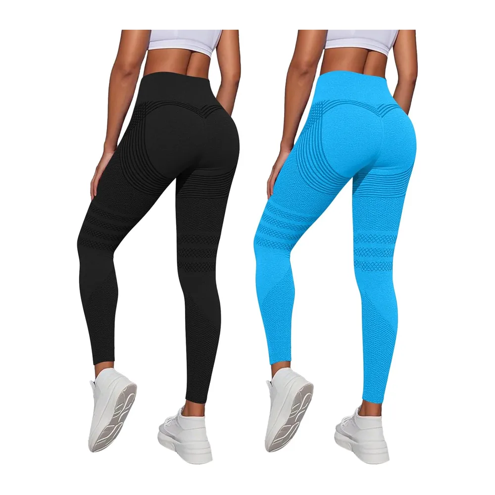 2026 Luveon Original 3D Anti-Cellulite Leggings, 3D Anti-Cellulite — A-noir + Bleu Ciel