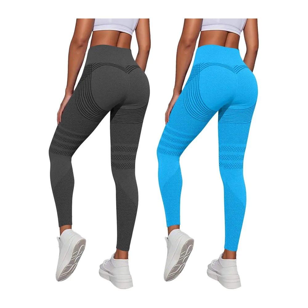 2026 Anti-Cellulite Leggings, 3D Anti-Cellulite Leggings — E-gris Foncé + Bleu Ciel