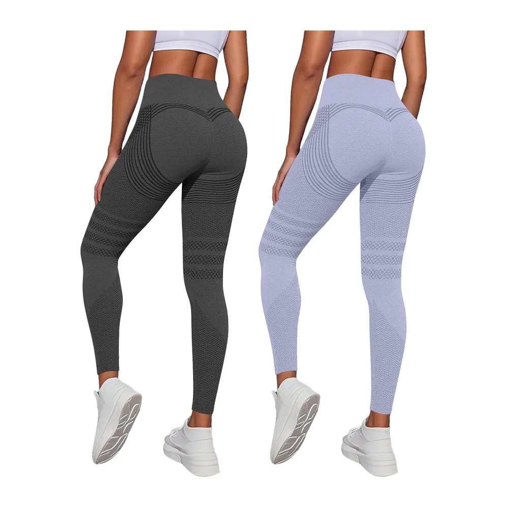 2026 Anti-Cellulite Leggings, 3D Anti-Cellulite Leggings — E-gris Foncé + Violet Clair
