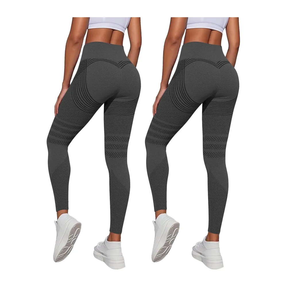2026 Anti-Cellulite Leggings, 3D Anti-Cellulite Leggings — E-2 Pièces Gris Foncé