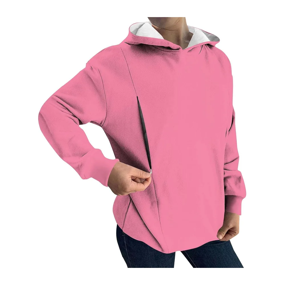 Shirt Oversize, Pull À, Ample Et Décontracté, avec Poches Cardigan (Black, L) Sweat — Rose