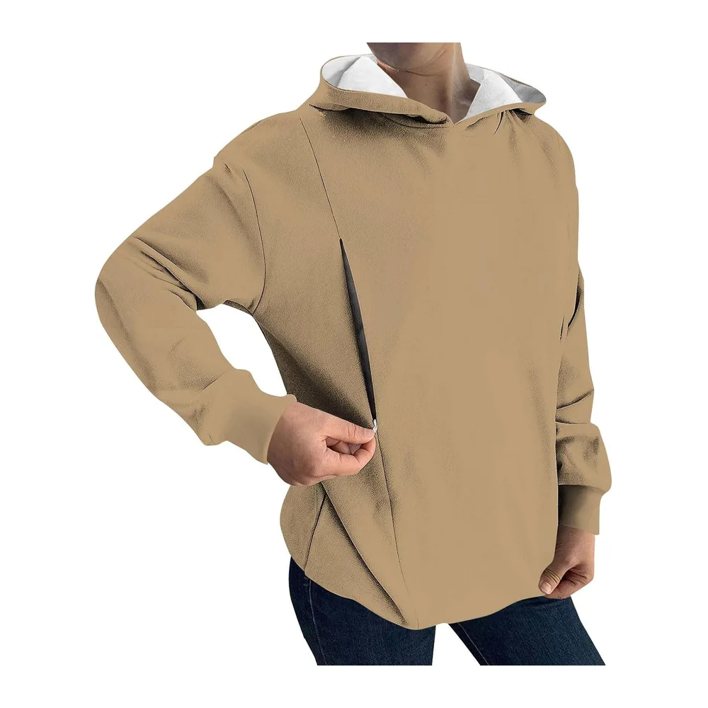 Shirt Oversize, Pull À, Ample Et Décontracté, avec Poches Cardigan (Black, L) Sweat — Kaki