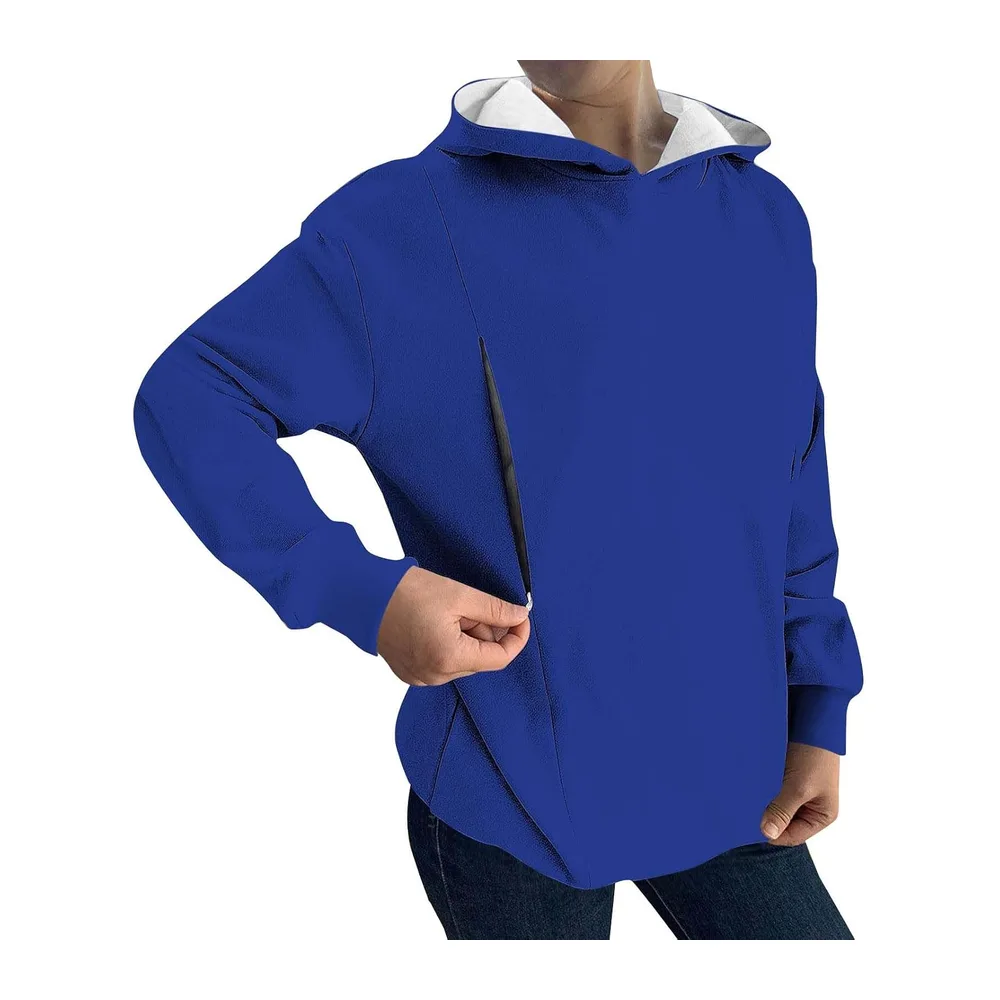 Shirt Oversize, Pull À, Ample Et Décontracté, avec Poches Cardigan (Black, L) Sweat — Bleu