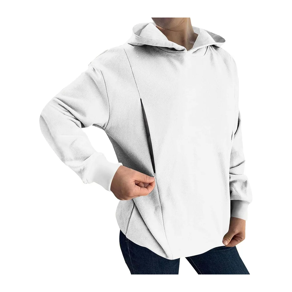 Shirt Oversize, Pull À, Ample Et Décontracté, avec Poches Cardigan (Black, L) — Blanc
