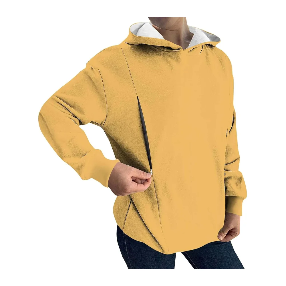 Shirt Oversize, Pull À, Ample Et Décontracté, avec Poches Cardigan (Black, L) — Jaune