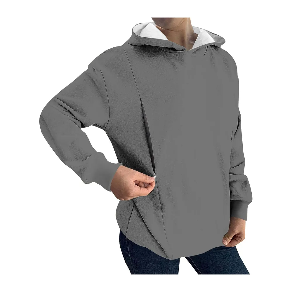 Shirt Oversize, Pull À, Ample Et Décontracté, avec Poches Cardigan (Black, L) Sweat — Gris