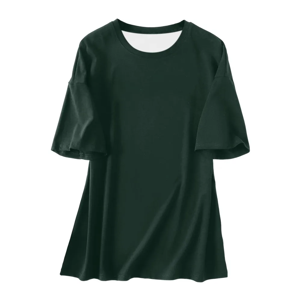 T-Shirt Long Sleeve T-Shirt Short Sleeve Slim Lightweight Breathable — Dark Vert
