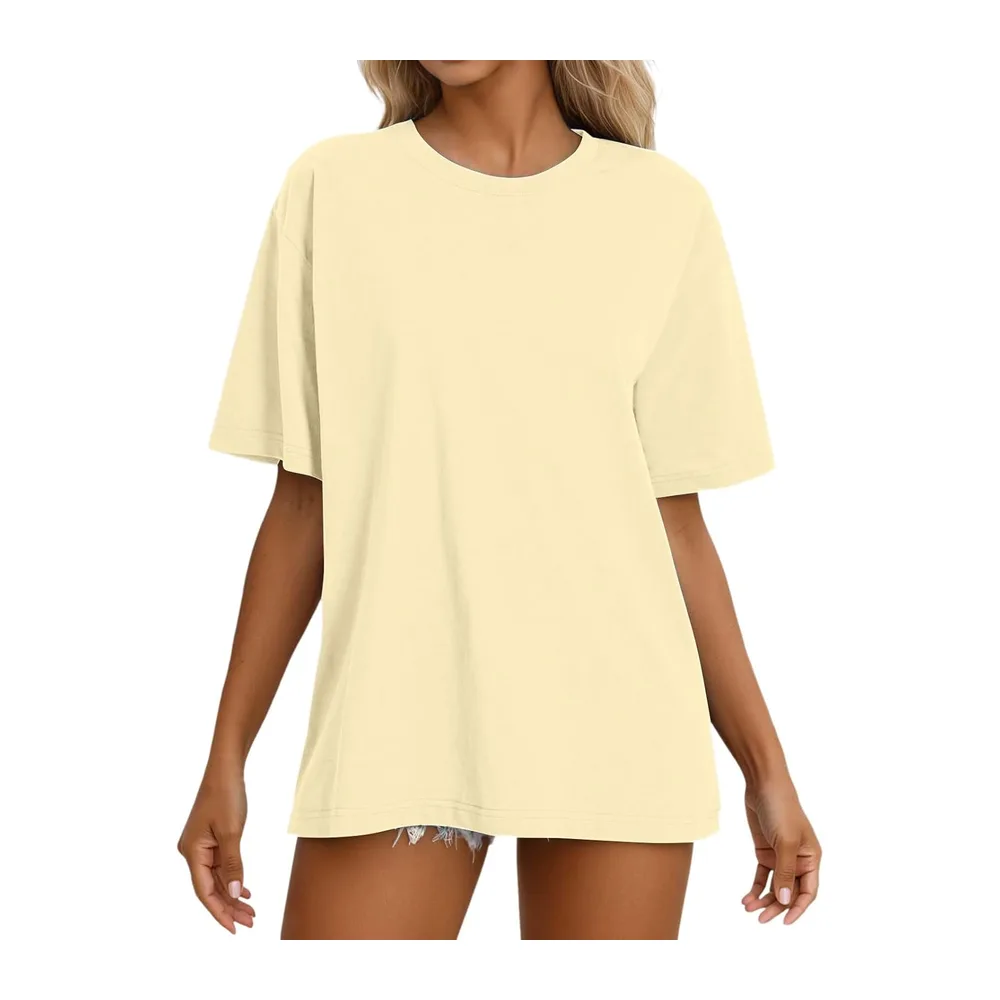T-Shirt Long Sleeve T-Shirt Short Sleeve Slim Lightweight Breathable — Light Jaune
