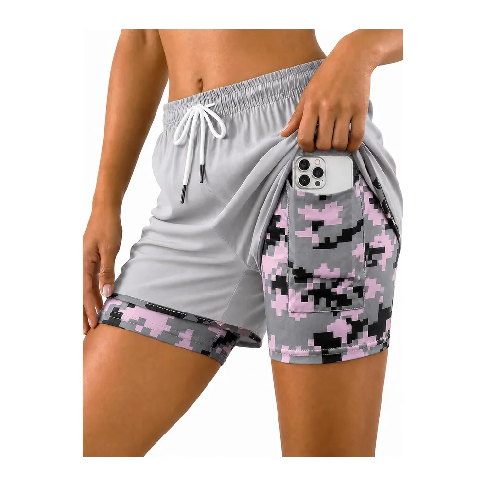 NnOuOnn 2 in 1 Running Shorts for with Pockets, Sports Shorts with — Gris Clair