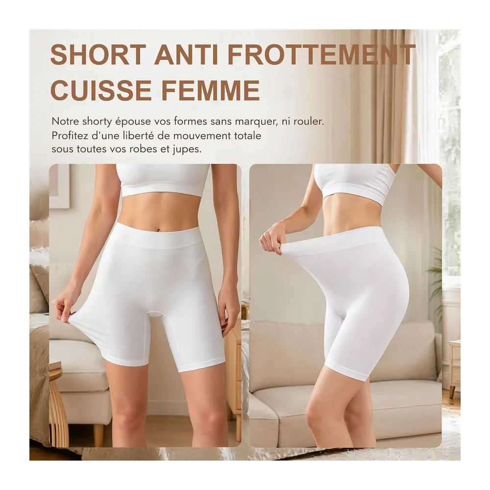 Seamless Anti-Friction Thigh Shorts — Noir, Blanc, Beige