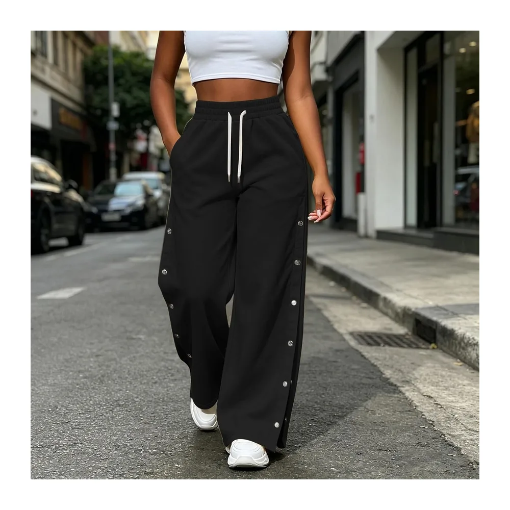 Pantalon de jogging baggy avec boutonnière et fente — Noir