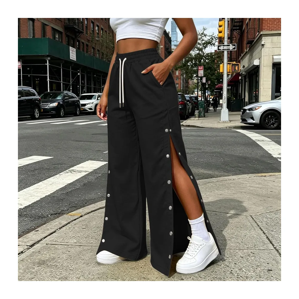 Pantalon de jogging baggy avec boutonnière et fente — Noir
