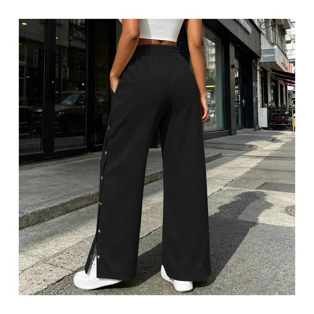 Pantalon de jogging baggy avec boutonnière et fente — Noir