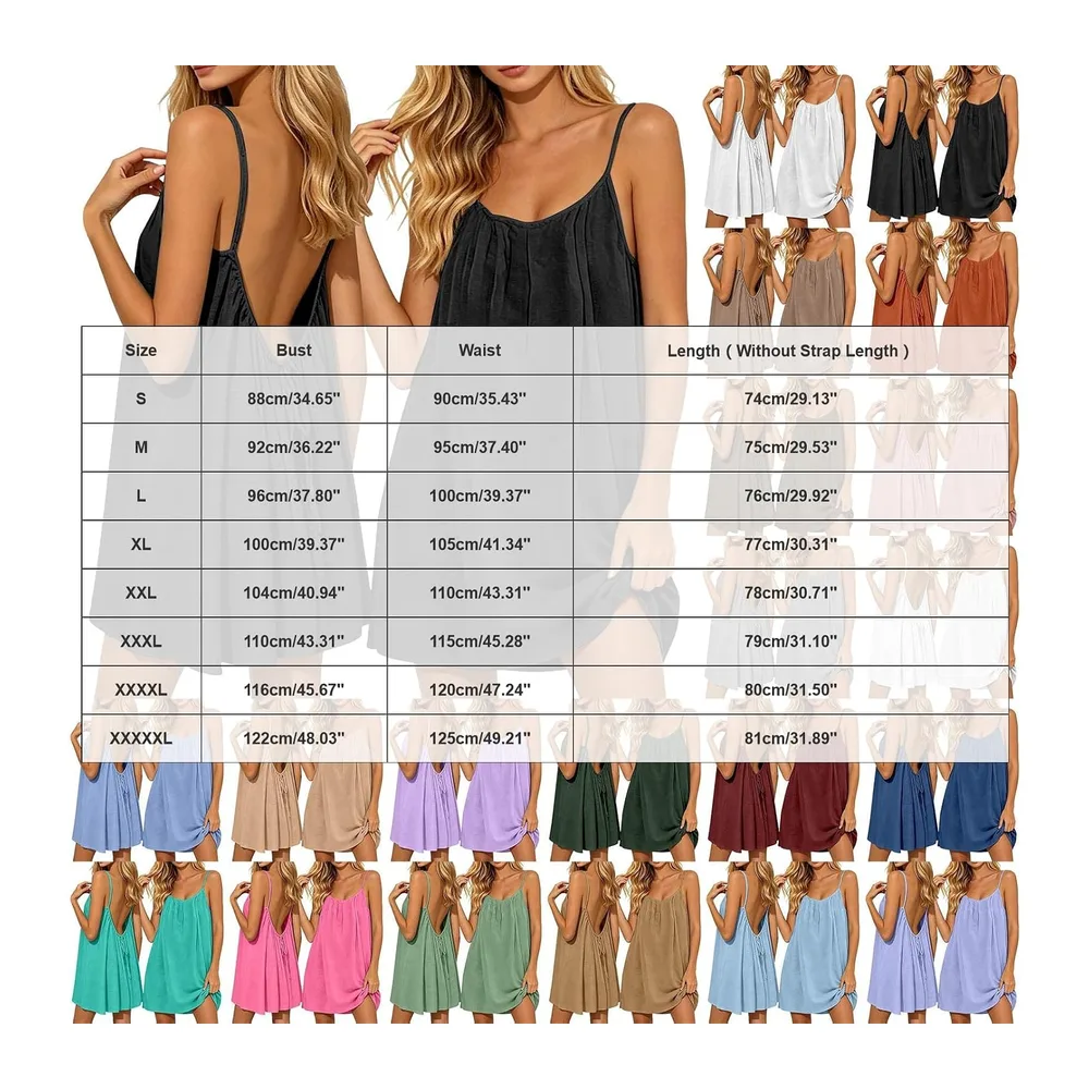 Halter Dress, Summer Dress Flowy Midi Short Linen Camisole with Drawstring — Blanc