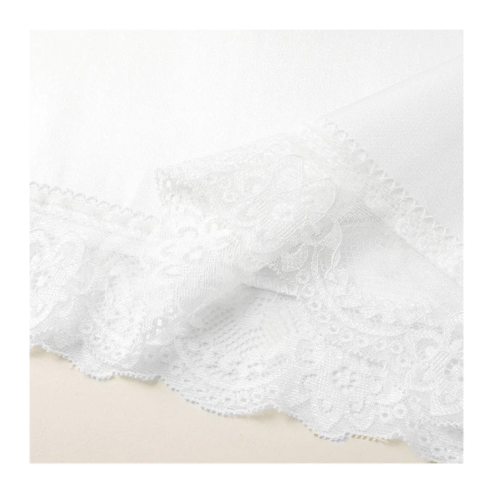Silk Satin Panties Lace Trim Elastic Waist Silky Panties Underskirt Coquette — Blanc