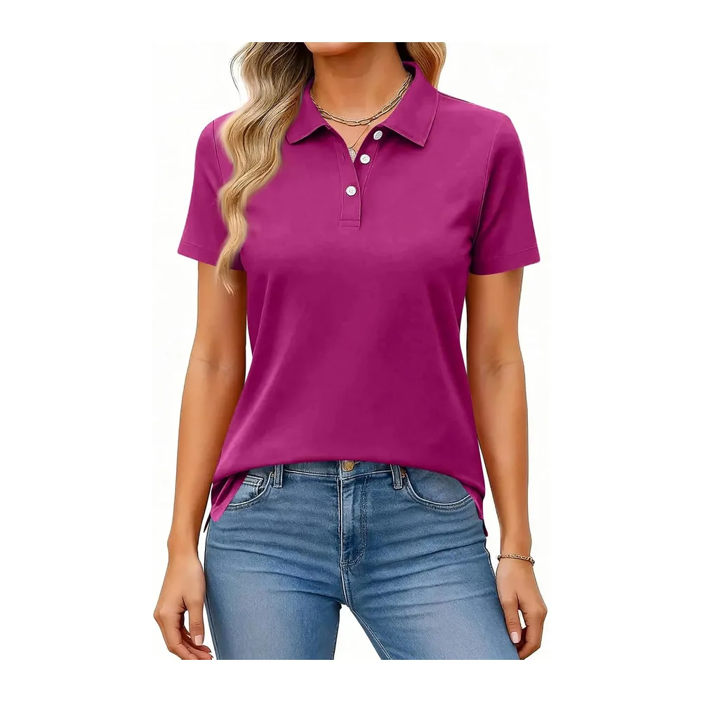 Polo Manches Courtes Respirant Séchage Rapide Boutonné — 10-mauve