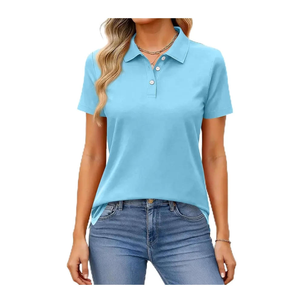 Polo Manches Courtes Respirant Séchage Rapide Boutonné — 08-bleu