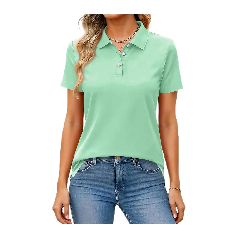 Polo Manches Courtes Respirant Séchage Rapide Boutonné — 09-vert