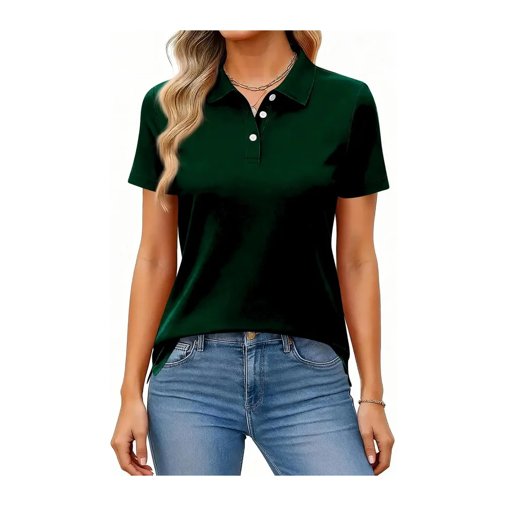 Polo Manches Courtes Respirant Séchage Rapide Boutonné — 02-vert