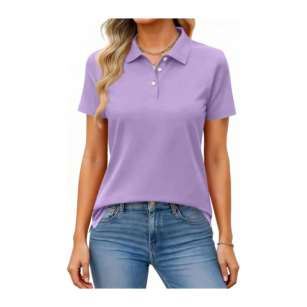 Polo Manches Courtes Respirant Séchage Rapide Boutonné — 07-mauve