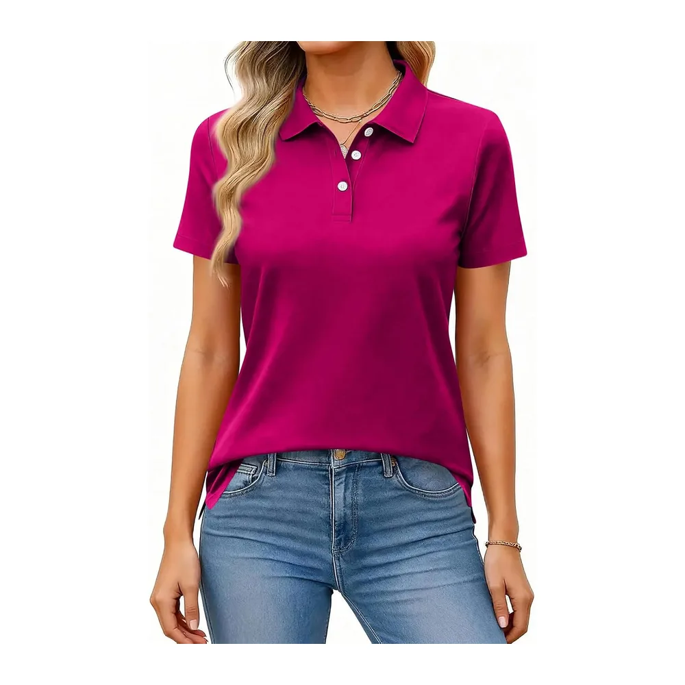 Polo Manches Courtes Respirant Séchage Rapide Boutonné — 04-rouge