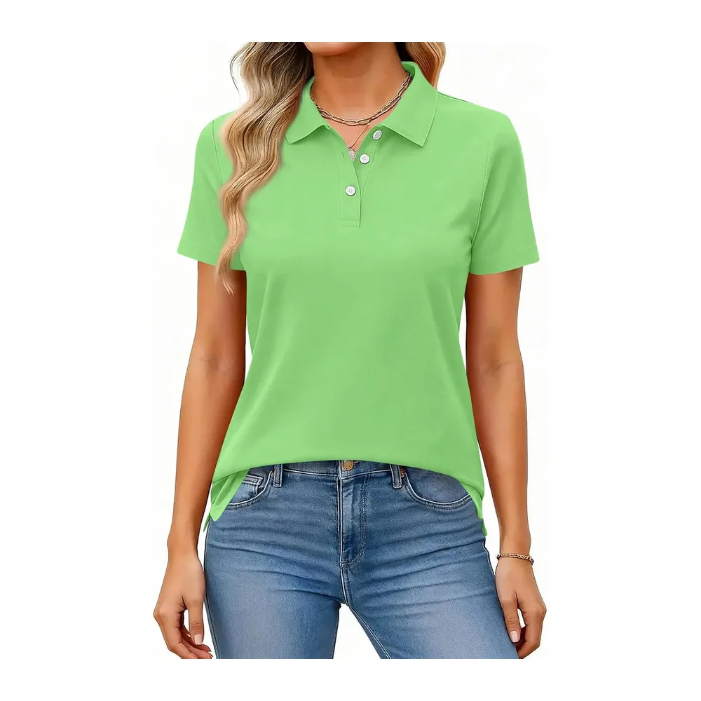 Polo Manches Courtes Respirant Séchage Rapide Boutonné — 03-vert