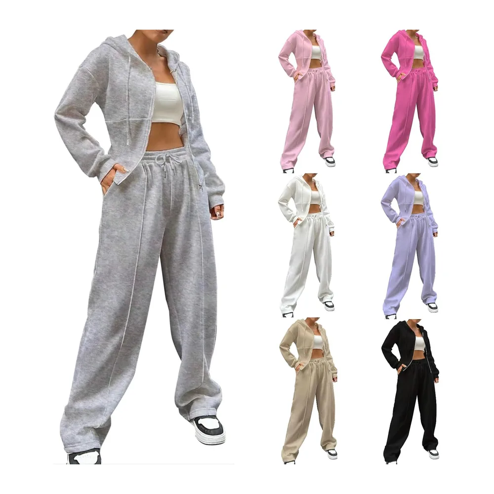 Sports Set Trousers and Oversized Zip Hoodie — Gris