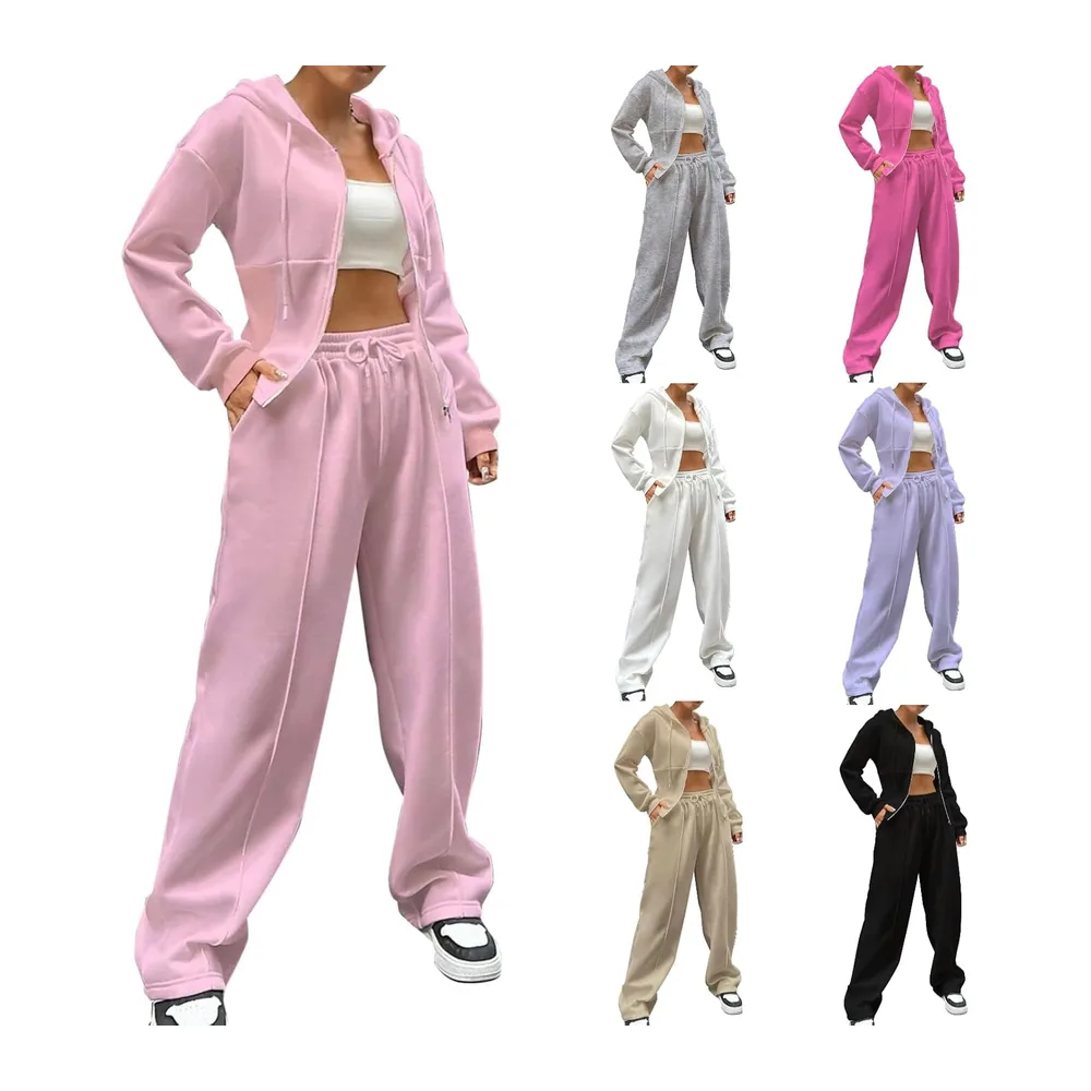 Sports Set Trousers and Oversized Zip Hoodie — Rose