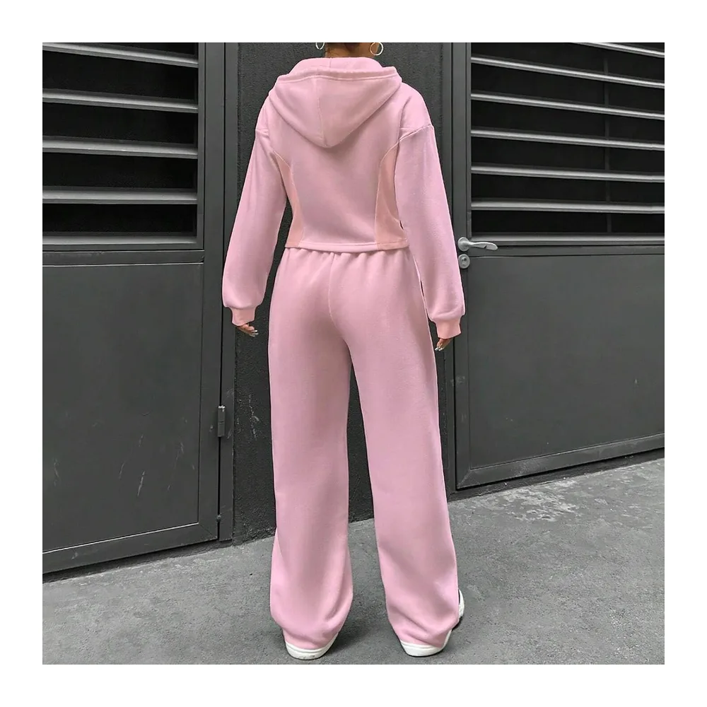 Sports Set Trousers and Oversized Zip Hoodie — Rose
