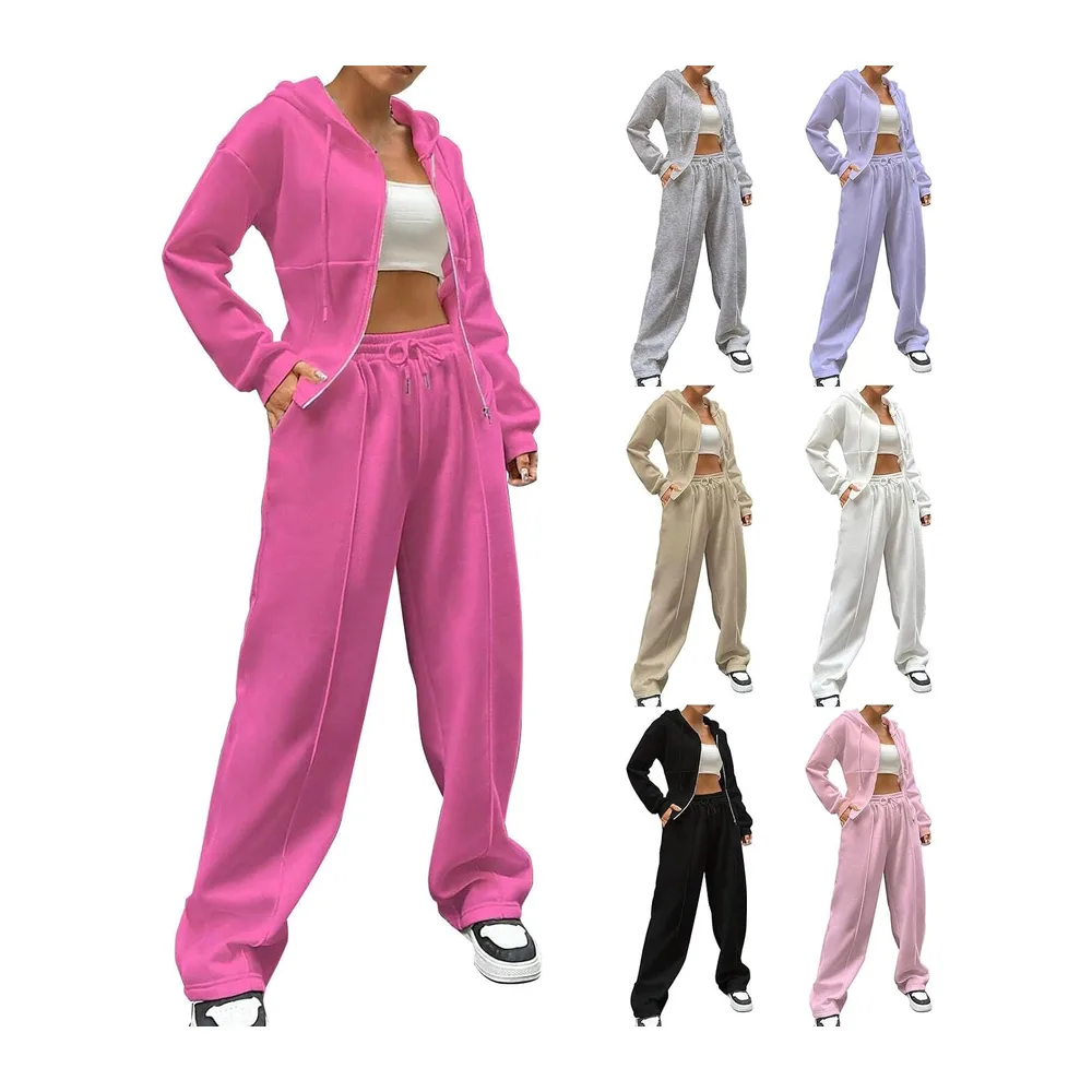 Sports Set Trousers and Oversized Zip Hoodie — 01Rose vif