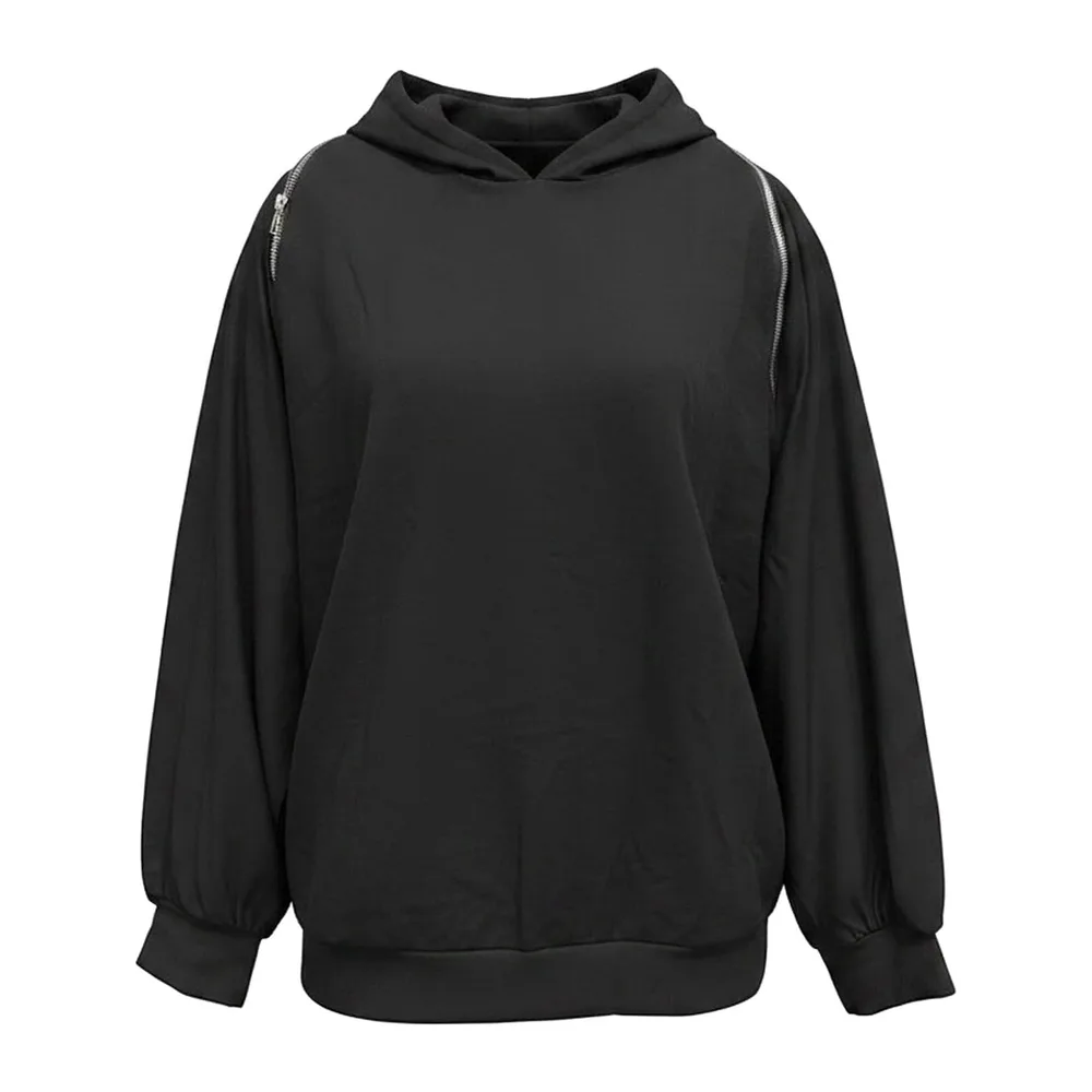 Sweat À Capuche Dos Ouvert avec Résille, Sweat Oversize Manches Longues À — Le Noir
